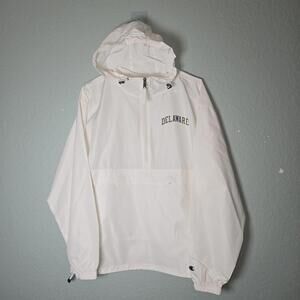 Champion Packable Half-Zip Pullover Windbreaker Hooded White Jacket M Delaware